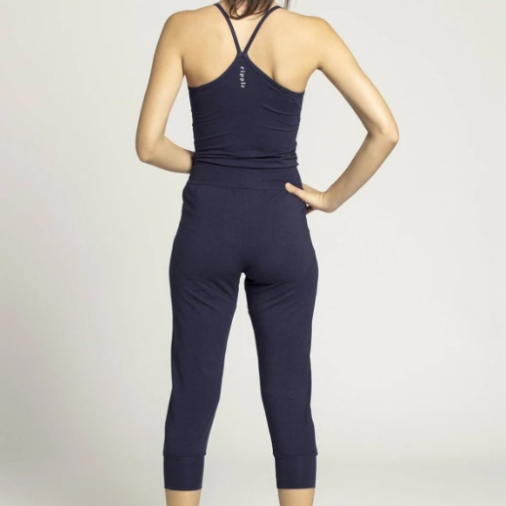 Ripple - Organic Cotton Yoga Jumpsuit - Navy Small